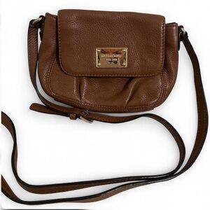 Michael Kors Jet Set Small Flap Crossbody Bag Brown Pebbled Leather